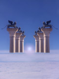 Winged Lions on Columns Above the Clouds