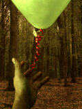 Hand Reaching for Balloon in Forest