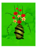 Floral Arrangement in Vase on Which a Snake Is Coiled