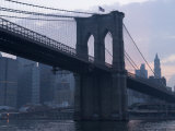 Sunset Behind the Brooklyn Bridge and Manhattan on a Humid Summer Evening