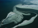 Aerial View of Snow-Dusted Sandbars of Keyask Island