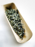 Green Tea Leaves on Bamboo