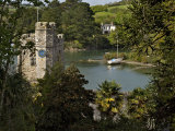 View of an Ancient Celtic Church Tower on a Small Inlet