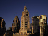 Sunlight on the Wrigley Building Tower and Tribune Building
