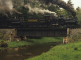 Cass Scenic Railroad Train Crossing a Bridge over a Stream