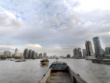 Barges Going Up the Huangpu River in Shanghai  China
