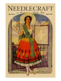 Hispanic Holds Up a Lace Design On a Frame