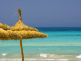 Parasols on Beach  Rethymno  Crete  Greek Islands  Greece  Europe