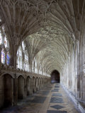 Interior of Cloisters with Fan Vaulting  Gloucester Cathedral  Gloucestershire  England  UK