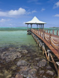 Pier Is Leading into the Blue Sea and Ends in a Small Hut  Mauritius  Indian Ocean  Africa
