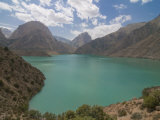 Turquoise Alexander Lake (Iskanderkul Lake) in Fann Mountains  Tajikistan  Central Asia  Asia