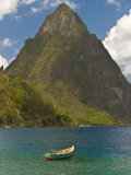 Wooden Rowboat Is Lying in Atlantic Ocean  St Lucia  Windward Islands  West Indies  Caribbean