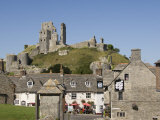 Corfe Village and Castle  Dorset  England  United Kingdom  Europe