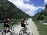 Cyclists  Val Veny Near Courmayeur  Valle D'Aosta  Italy  Europe