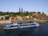 High Castle (Vysehrad) and River Boat on Vltava River  Prague  Czech Republic  Europe