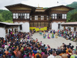 Dancers at Thangbi Mani Tsechu (Festival)  Jakar  Bumthang  Chokor Valley  Bhutan  Asia