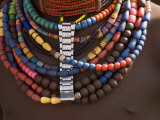 Close-Up of Bead Necklaces of a Hamer Woman  Turmi  Omo Region  Ethiopia  Africa