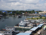 Fishing Boats in Harbour  Semporna  Sabah  Borneo  Malaysia  Southeast Asia  Asia