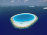 Aerial View of Atolls and Coral Reefs in the Maldives  Indian Ocean