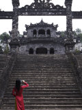 Vietnamese Schoolgirl Taking Picture of Khai Dinh's Tomb  Hue  Vietnam  Indochina  Southeast Asia  