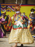 Dancers in Costume at Thangbi Mani Tsechu (Festival)  Jakar  Bumthang  Chokor Valley  Bhutan  Asia
