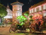 Rickshaw and Christ Church  Town Square  Melaka (Malacca)  Melaka State  Malaysia  Southeast Asia  
