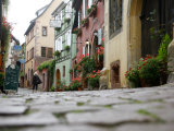 Street Scene  Riquewihr  Alsace  France  Europe
