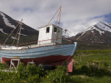 Fishing Boat on Land  Eyjafjordur  Iceland  Polar Regions