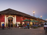 Man Rideing Bike Past Restaurant on Calle La Calzada  Granada  Nicaragua  Central America