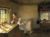 A Woman and Child in a Sunlit Interior  1889