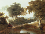 Landscape at Sunset with Drovers and Sheep on a Path