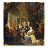 Figures on a Terrace Playing Music