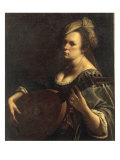 A Portrait of a Woman playing the Lute  possibly a Self-Portrait of the Artist  c1615