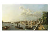 A View of Westminster from Adelphi Terrace  with the Royal Barge an other Shipping