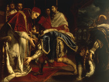 Meeting of Pope Leo X & King Francis I of France in Palazzo Pubblico at Bologna  11 December 1515