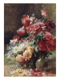 Vase with Peonies and a Basket with Flowers
