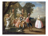 Elegant Figures Making Music and Dancing in the Grounds of a Palace 1745