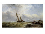 Coaster leaving Port  Rough Weather  Mackerel Boats  Seaford Roads  1882