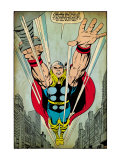 Marvel Comics Retro: Mighty Thor Comic Panel  Flying (aged)