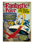 Marvel Comics Retro: Fantastic Four Family Comic Book Cover 3  Flying (aged)