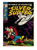 Marvel Comics Retro: Silver Surfer Comic Book Cover 4  Thor (aged)