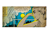 Marvel Comics Retro: Love Comic Panel  Alone at Window under Moonlight (aged)
