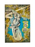 Marvel Comics Retro: Silver Surfer Comic Panel  Over the City (aged)