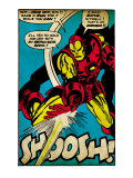 Marvel Comics Retro: The Invincible Iron Man Comic Panel  Fighting and Shooting  Shoosh! (aged)