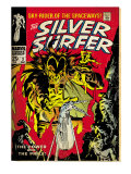Marvel Comics Retro: Silver Surfer Comic Book Cover 3  Fighting Mephisto (aged)