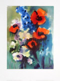 Red Poppies and Delphinium