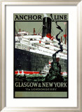 "Anchor Line, Glasgow to New York" Pre-made-framed Framed Giclee Print