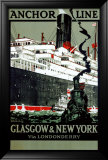 "Anchor Line, Glasgow to New York" Pre-made-framed Framed Giclee Print