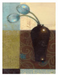 Ebony Vase with Blue Tulips I