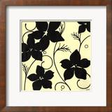 Cream with Black Flowers
